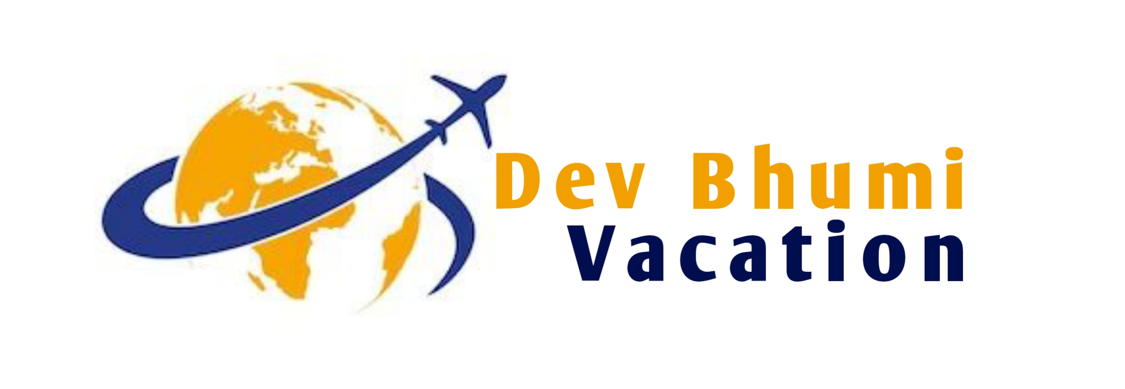Logo of Dev Bhumi Vacation. A colorful globe with a plane flying around it, representing travel and exploration.